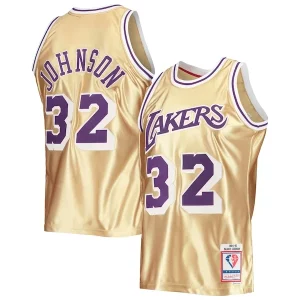 Meraviglioso Delizioso Raffinato Magic Johnson Los Angeles Lakers 75th Anniversary 1984/85 Hardwood Classics Swingman Jersey Gold