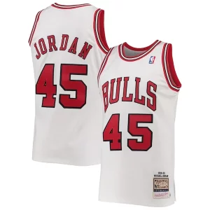 Robusto Men's Chicago Bulls Michael Jordan White 1994 95 Hardwood Classics Authentic Player Jersey