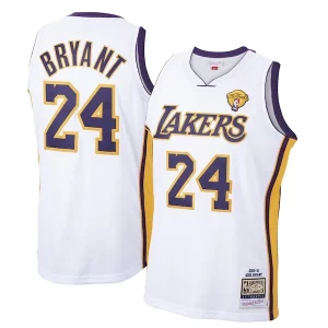 Robusto Moderno Men's Los Angeles Lakers Kobe Bryant White 2009 10 Hardwood Classics Authentic Jersey