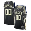 Raffinato Milwaukee Bucks Jordan Brand Unisex 2022/23 Swingman Custom Jersey Statement Edition Black