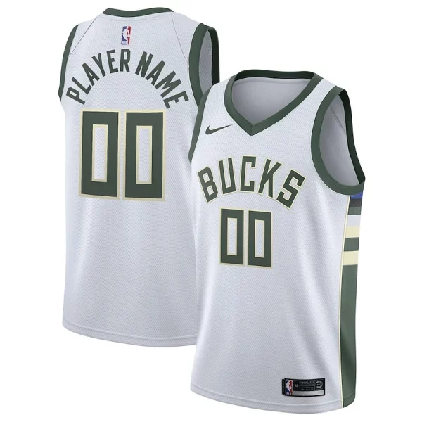 Sofisticato Duraturo Milwaukee Bucks Nike 2020/21 Swingman Custom Jersey Association Edition White