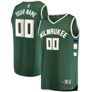 Incantevole Milwaukee Bucks Youth Fast Break Custom Replica Jersey Hunter Green Icon Edition