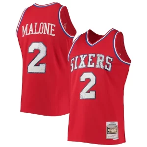 Raffinato Duraturo Moses Malone Philadelphia 76ers 1982/83 Hardwood Classics NBA 75th Anniversary Diamond Swingman Jersey Red