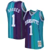 Duraturo Muggsy Bogues Charlotte Hornets Hardwood Classics 1992/93 Split Swingman Jersey Teal/Purple