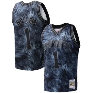 Bellissimo Muggsy Bogues Charlotte Hornets Hardwood Classics 1992/93 Tie Dye Swingman Jersey Black
