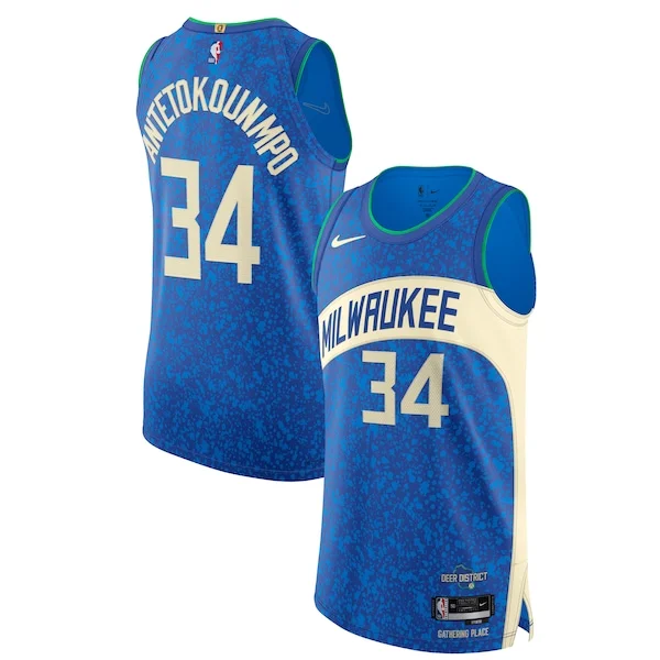 Meraviglioso Nike Giannis Antetokounmpo Milwaukee Bucks Authentic Jersey City Edition Blue
