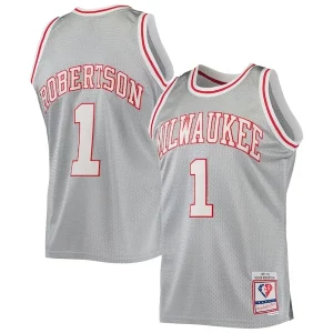 Trendy Oscar Robertson Milwaukee Bucks 75th Anniversary 1971/72 Hardwood Classics Swingman Jersey Silver