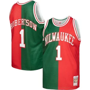 Prestigioso Meraviglioso Oscar Robertson Milwaukee Bucks Hardwood Classics 1971/72 Split Swingman Jersey Green/Red