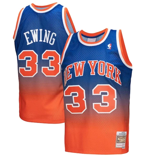 Comodo Patrick Ewing New York Knicks 1991/92 Hardwood Classics Fadeaway Swingman Player Jersey Orange/Royal