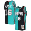 Cool Raffinato Pau Gasol Memphis Grizzlies Hardwood Classics 2001/02 Split Swingman Jersey Black/Turquoise