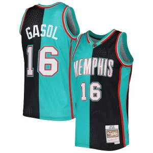 Cool Raffinato Pau Gasol Memphis Grizzlies Hardwood Classics 2001/02 Split Swingman Jersey Black/Turquoise