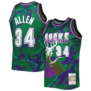 Robusto Meraviglioso Pratico Ray Allen Milwaukee Bucks 1996/97 Hardwood Classics Marble Swingman Jersey Green