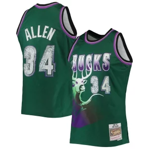 Sofisticato Meraviglioso Moderno Ray Allen Milwaukee Bucks 1996/97 Hardwood Classics NBA 75th Anniversary Diamond Swingman Jersey Green