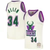 Accattivante Ray Allen Milwaukee Bucks Chainstitch Swingman Jersey Cream