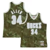 Accattivante Ray Allen Milwaukee Bucks Hardwood Classics 2000/01 Ghost Green Swingman Jersey Camo