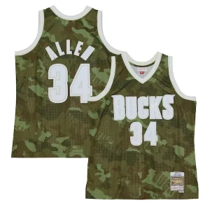 Accattivante Ray Allen Milwaukee Bucks Hardwood Classics 2000/01 Ghost Green Swingman Jersey Camo