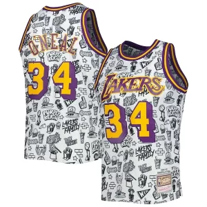 Duraturo Sofisticato Shaquille O'Neal Los Angeles Lakers 1996/97 Hardwood Classics Doodle Swingman Jersey White