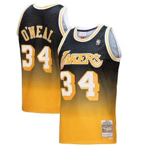 Bellissimo Sofisticato Carino Shaquille O'Neal Los Angeles Lakers 1996/97 Hardwood Classics Fadeaway Swingman Player Jersey Gold/Black