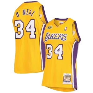 Bellissimo Shaquille O'Neal Los Angeles Lakers 2000 NBA Finals Hardwood Classics Authentic Jersey Gold