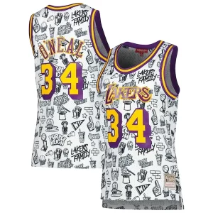 Fantastico Shaquille O'Neal Los Angeles Lakers Women's 1996 Doodle Swingman Jersey White