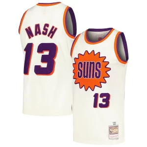 Lussuoso Classico Steve Nash Phoenix Suns Chainstitch Swingman Jersey Cream