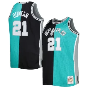Stupendo Tim Duncan San Antonio Spurs Big & Tall Hardwood Classics 1998/99 Split Swingman Jersey Black/Teal