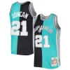 Comodo Tim Duncan San Antonio Spurs Hardwood Classics 1998/99 Split Swingman Jersey Black/Teal