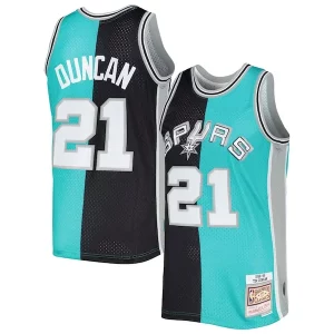 Comodo Tim Duncan San Antonio Spurs Hardwood Classics 1998/99 Split Swingman Jersey Black/Teal