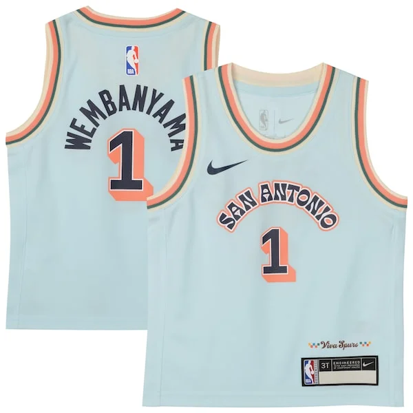 Meraviglioso Splendido Bellissimo Victor Wembanyama San Antonio Spurs Nike Preschool 2024/25 Swingman Player Jersey City Edition Light Blue