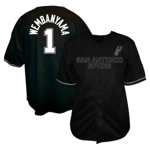 Sofisticato Gorgeous Pratico Victor Wembanyama San Antonio Spurs Profile Big & Tall Name & Number Button Up Jersey Black