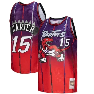 Eccezionale Vince Carter Toronto Raptors 1998/99 Hardwood Classics Fadeaway Swingman Player Jersey Red/Purple