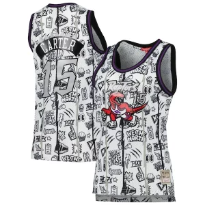 Duraturo Carino Vince Carter Toronto Raptors Women's 1998 Doodle Swingman Jersey White