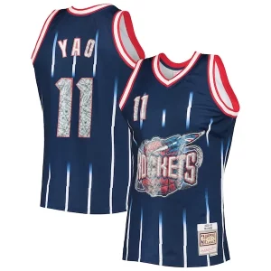 Gorgeous Yao Ming Houston Rockets 2002/03 Hardwood Classics NBA 75th Anniversary Diamond Swingman Jersey Navy
